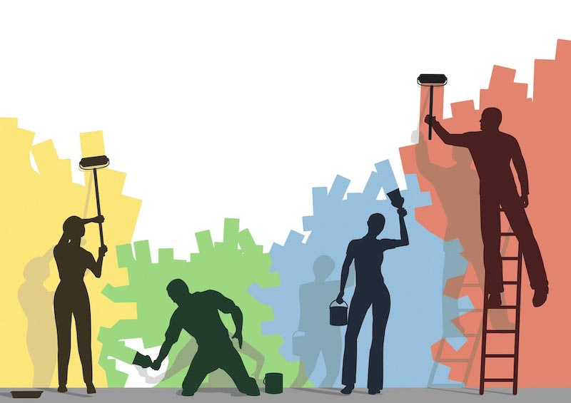 Diversité au Bureau wallpaper mural