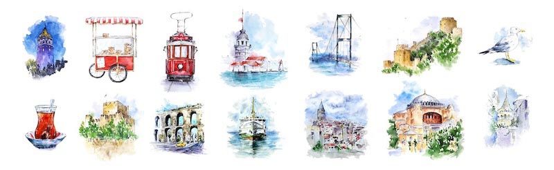 Icônes d’Istanbul wallpaper mural