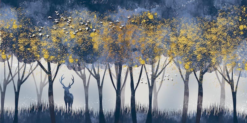 Cerf et Bois wallpaper mural