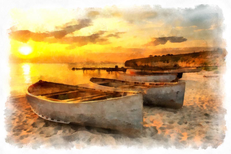 Paysage Marin Aquarelle wallpaper mural