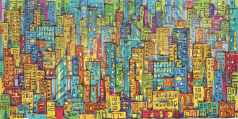 Croquis de Ville Gratte-Ciel wallpaper mural