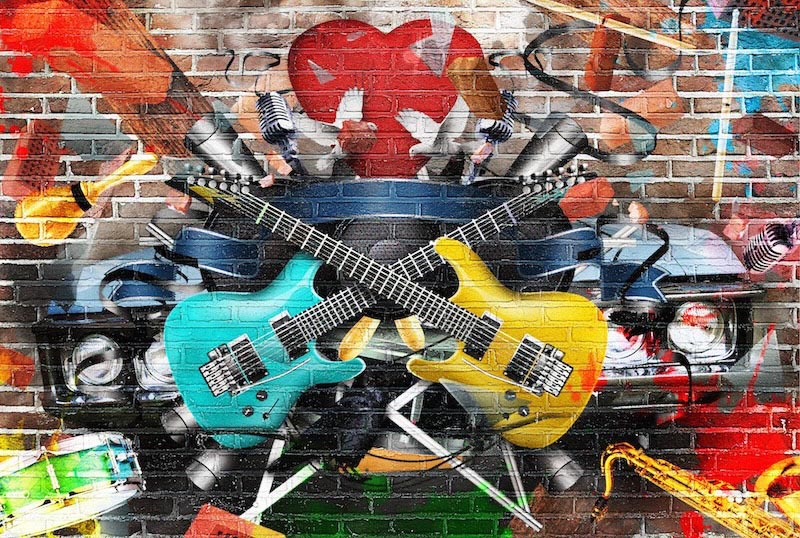Musique et Graffiti wallpaper mural