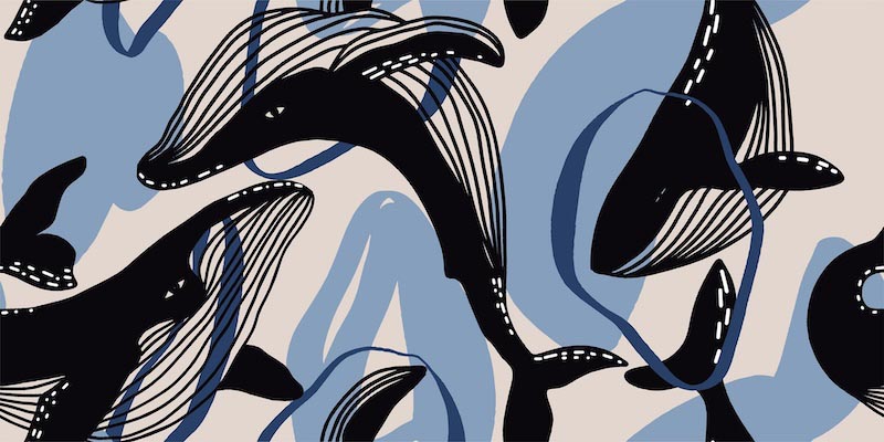 Danse de baleines - Art abstrait wallpaper mural