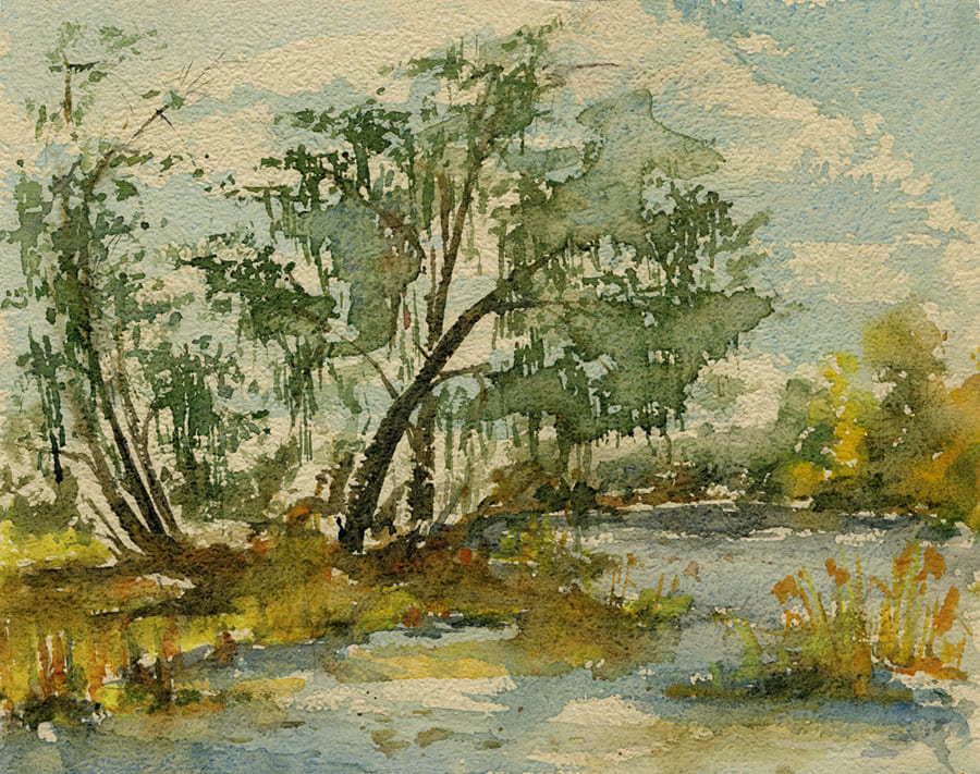 Panoramique Forêt Aquarelle Vintage wallpaper mural