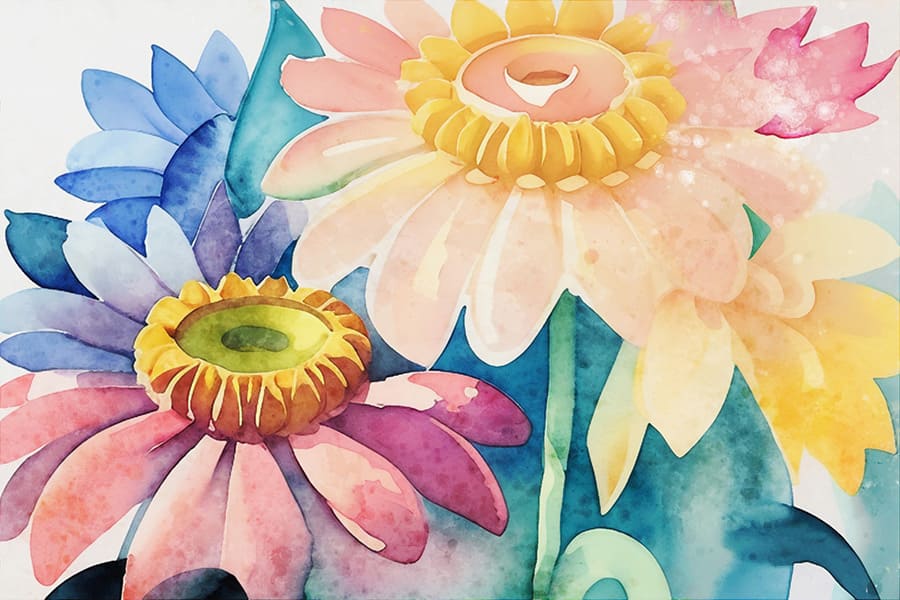 Grandes Fleurs Aquarelle wallpaper mural