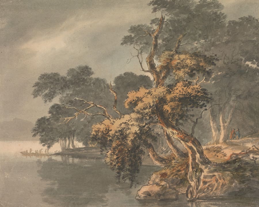 Paysage de Forêt au Bord du Lac wallpaper mural
