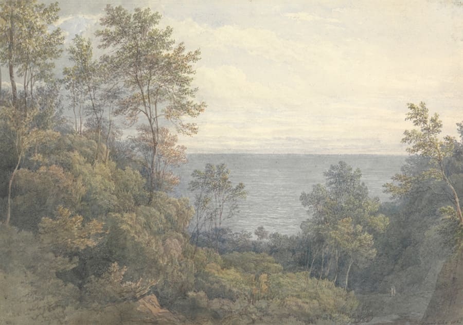 Panoramique Paysage Vintage Vue sur le Lac wallpaper mural