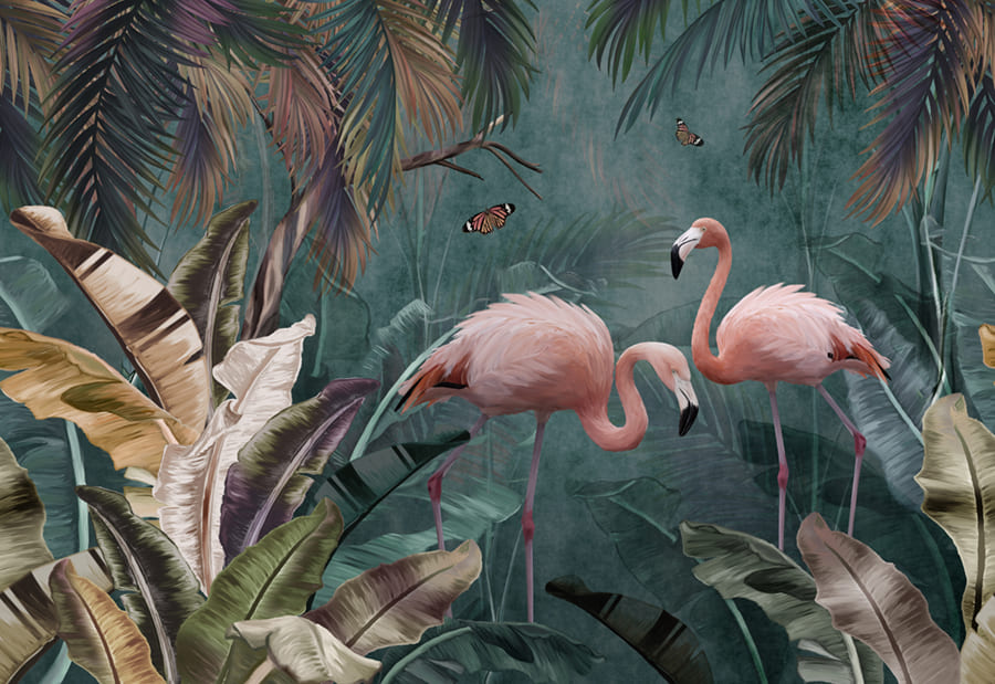 Beau Flamant Rose wallpaper mural