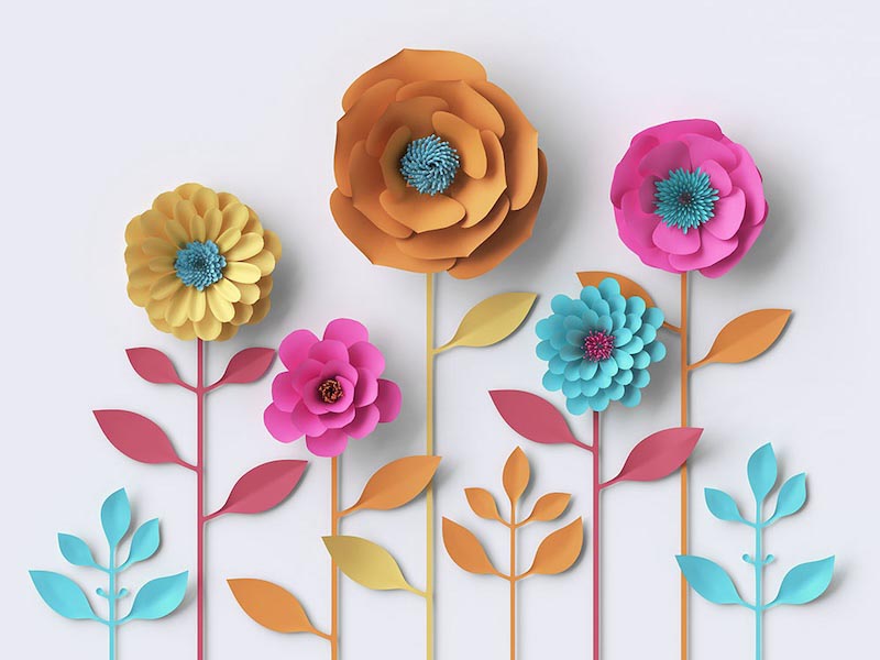 Fleurs Marionnettes wallpaper mural