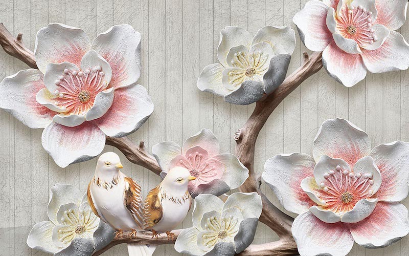Fleurs sur le Bois wallpaper mural