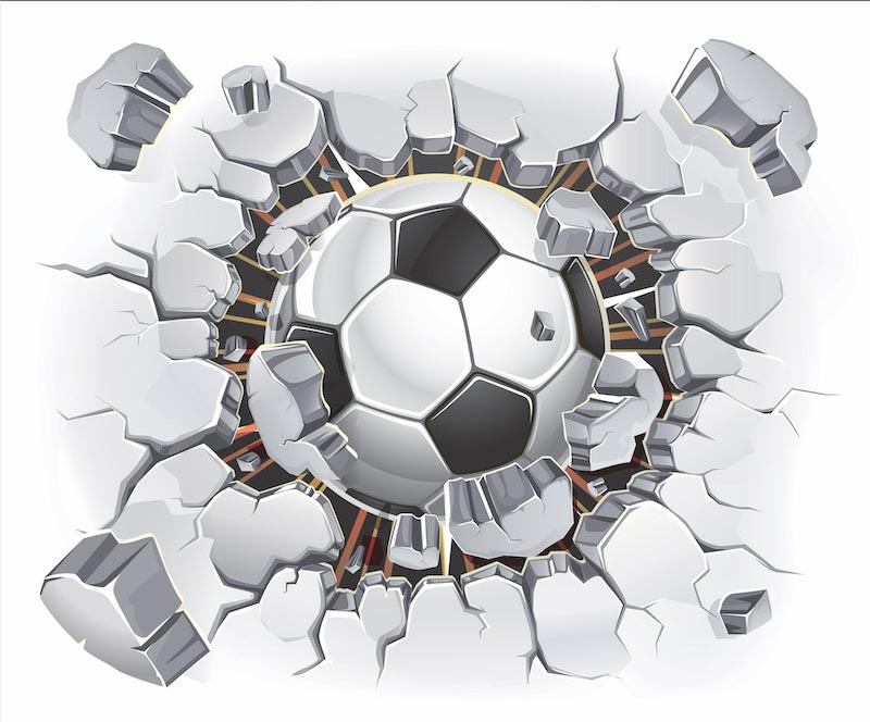Balle de Foot Rebondissant sur le Mur wallpaper mural