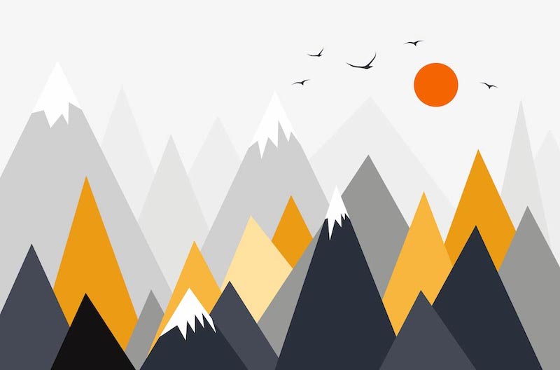 Montagnes et Soleil wallpaper mural