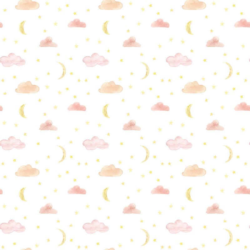 Dessin de Nuages et de Lune wallpaper mural