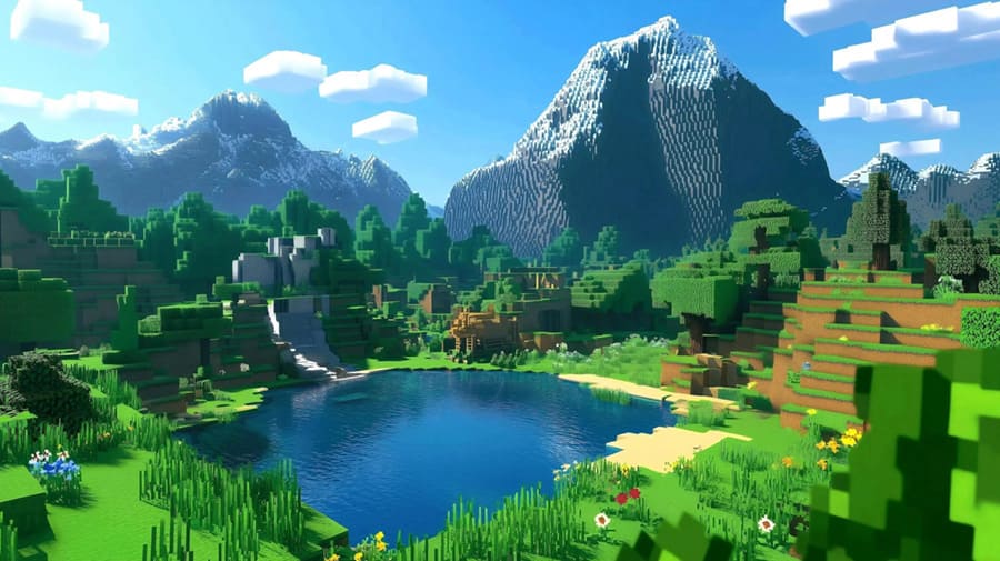 Montagnes du Monde en Blocs wallpaper mural