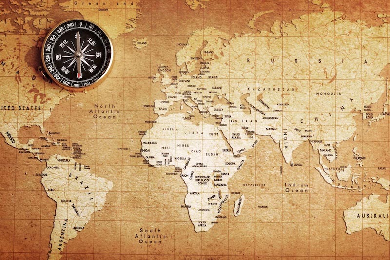 Carte du Monde en Papier Usé wallpaper mural