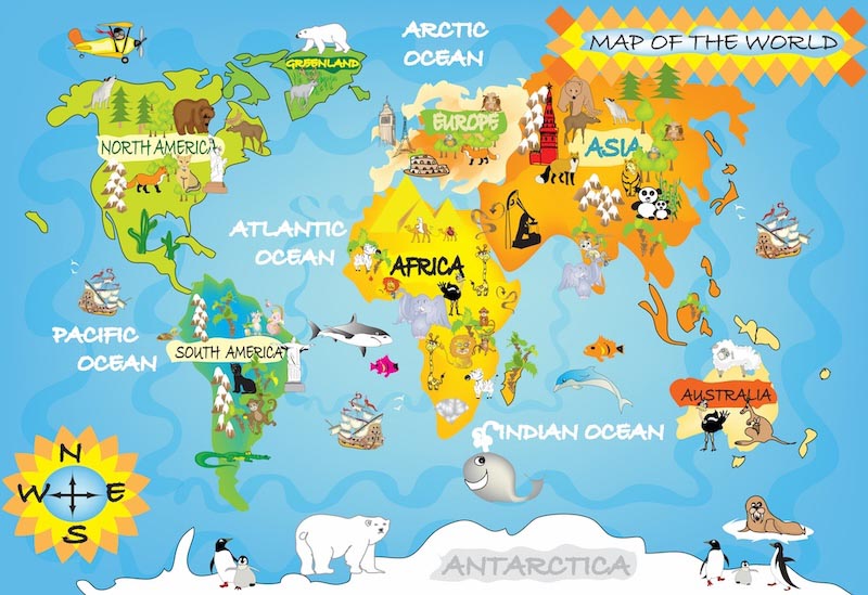 Carte du Monde pour Enfants wallpaper mural