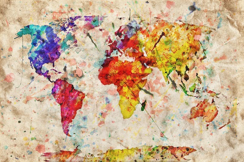 Ancien Monde en Papier Aquarelle wallpaper mural