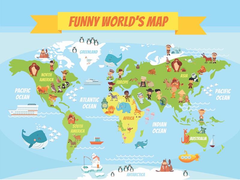 Carte du Monde Drôle wallpaper mural