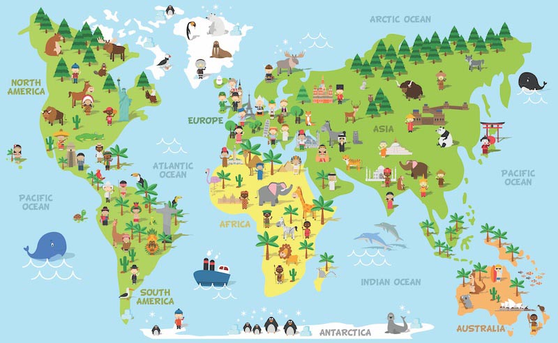 Monde selon les Types de Culture wallpaper mural