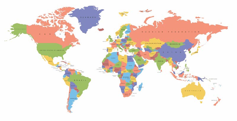 Carte du Monde avec Bordures Ovales wallpaper mural