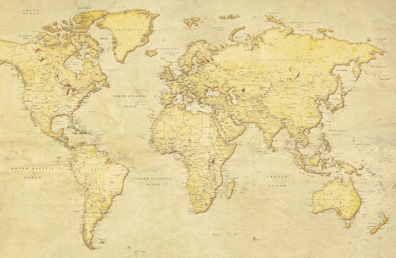 Image de l’Ancienne Carte du Monde wallpaper mural