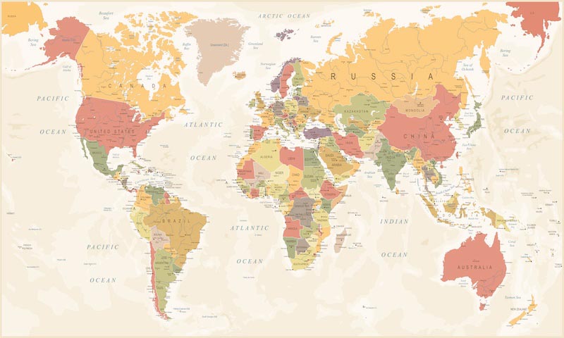 Grande Carte du Monde wallpaper mural