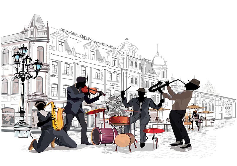 Musique de Rue wallpaper mural