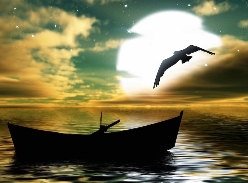 Mer et Clair de Lune wallpaper mural