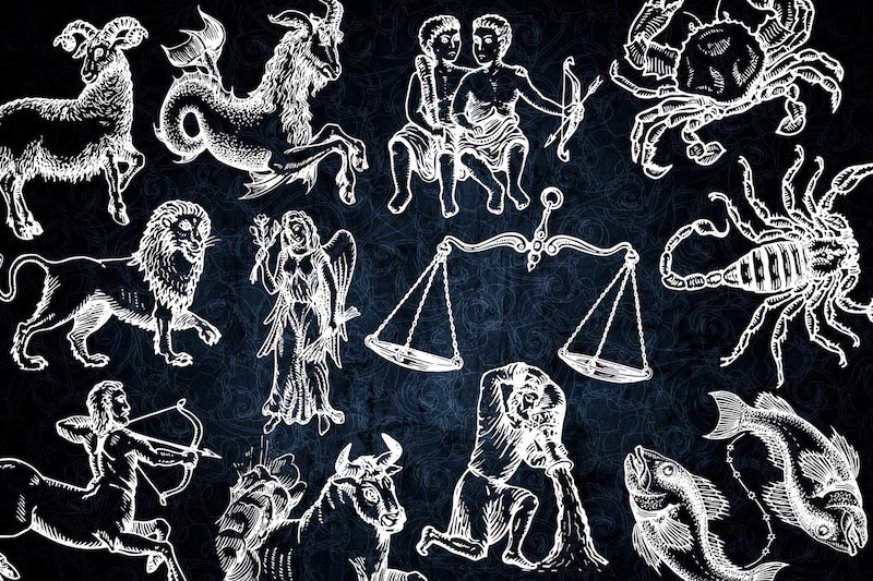 Dessins d'éléments astrologiques wallpaper mural
