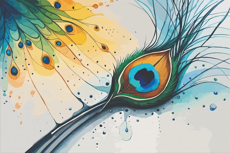Fantaisie de plume de paon wallpaper mural
