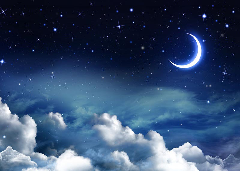 Lune et Nuages wallpaper mural