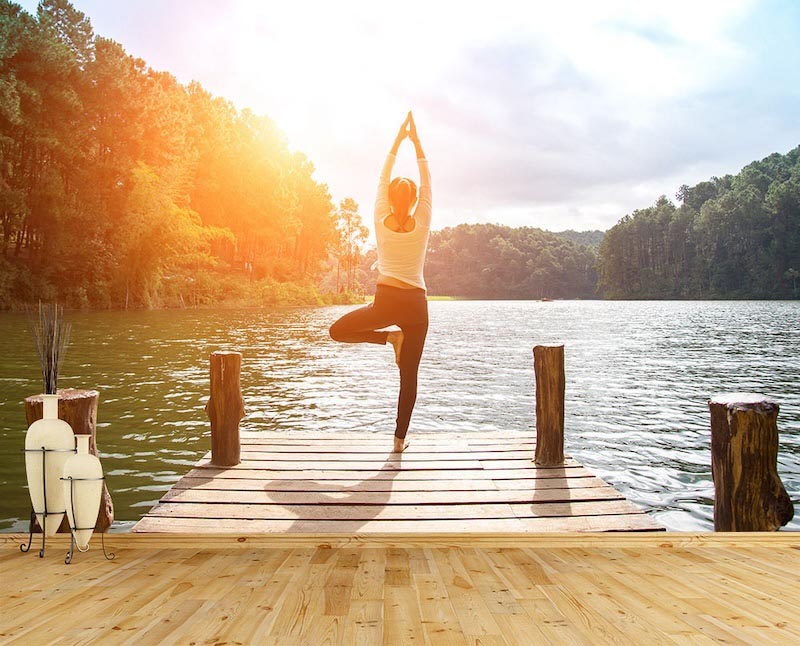 Yoga Du Matin - Décor Papier Peint Photo Appliqué