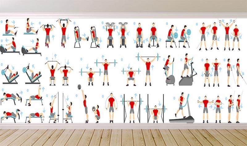 Mouvements De Fitness - Décor Papier Peint Photo Appliqué