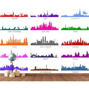 Silhouettes de Villes Colorées du Monde