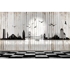 Silhouette d’Istanbul sur Mur en Bois