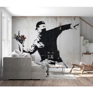 Banksy Lanceur de Fleurs Graffiti