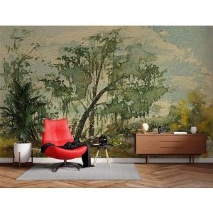 Panoramique Forêt Aquarelle Vintage