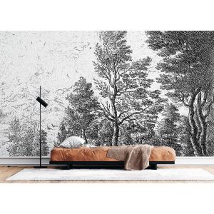 Forêt Gravure Noir et Blanc