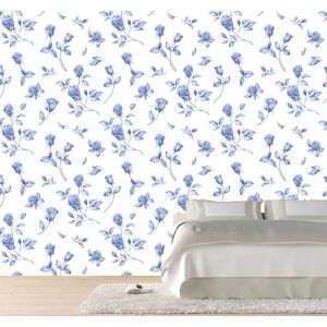 Motif Floral Bleu
