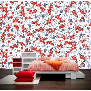 Motif Floral Rouge