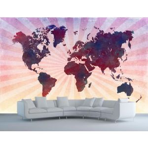 Carte du Monde Rose Rétro