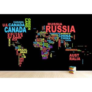 Typographie Colorée Carte du Monde
