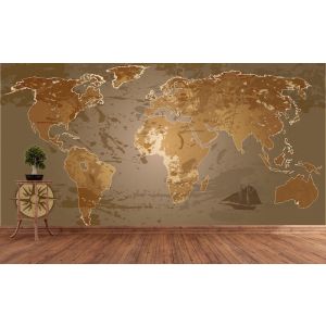 Carte du Monde en Tons Marron