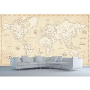 Vieille Carte du Monde avec Continents