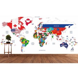 Carte du Monde avec Drapeaux
