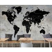 Carte du Monde sur Mur en Béton