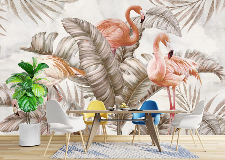 Papier Peint Flamant Rose - 2