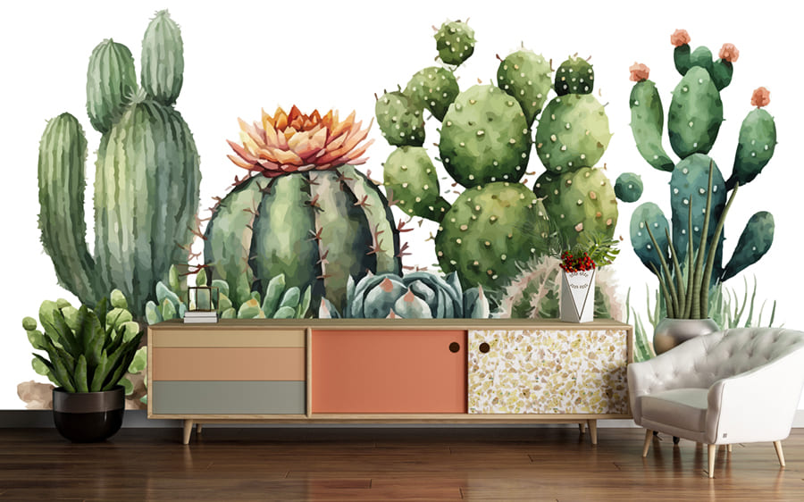Papier Peint Cactus Aquarelle - 2