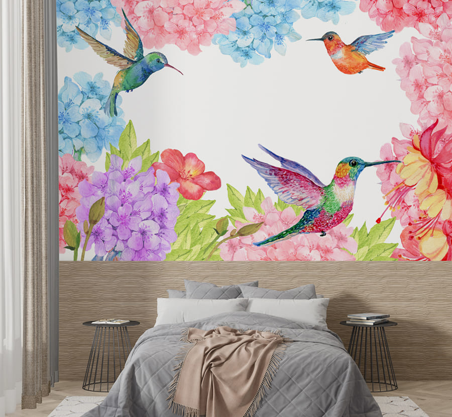 Papier Peint Colibri Floral - 2