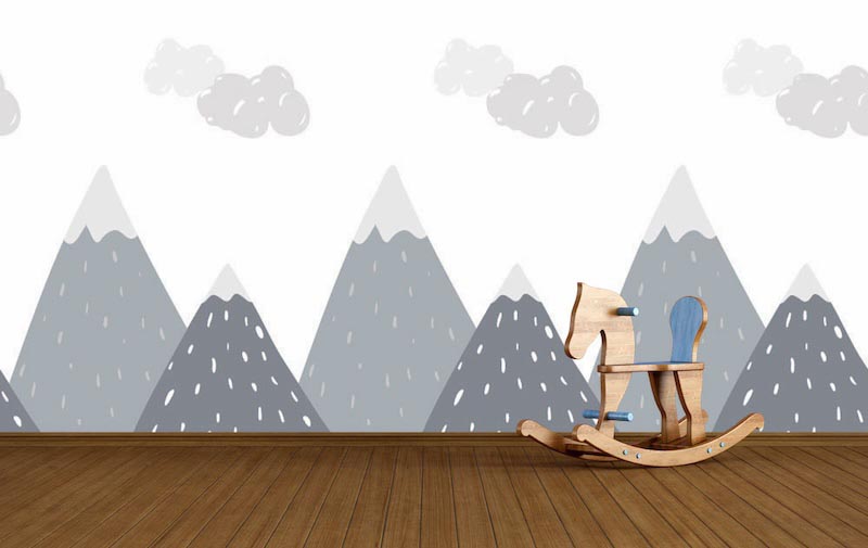 Collines Nuageuses - Papier Peint 3D Pour Mur Appliqué